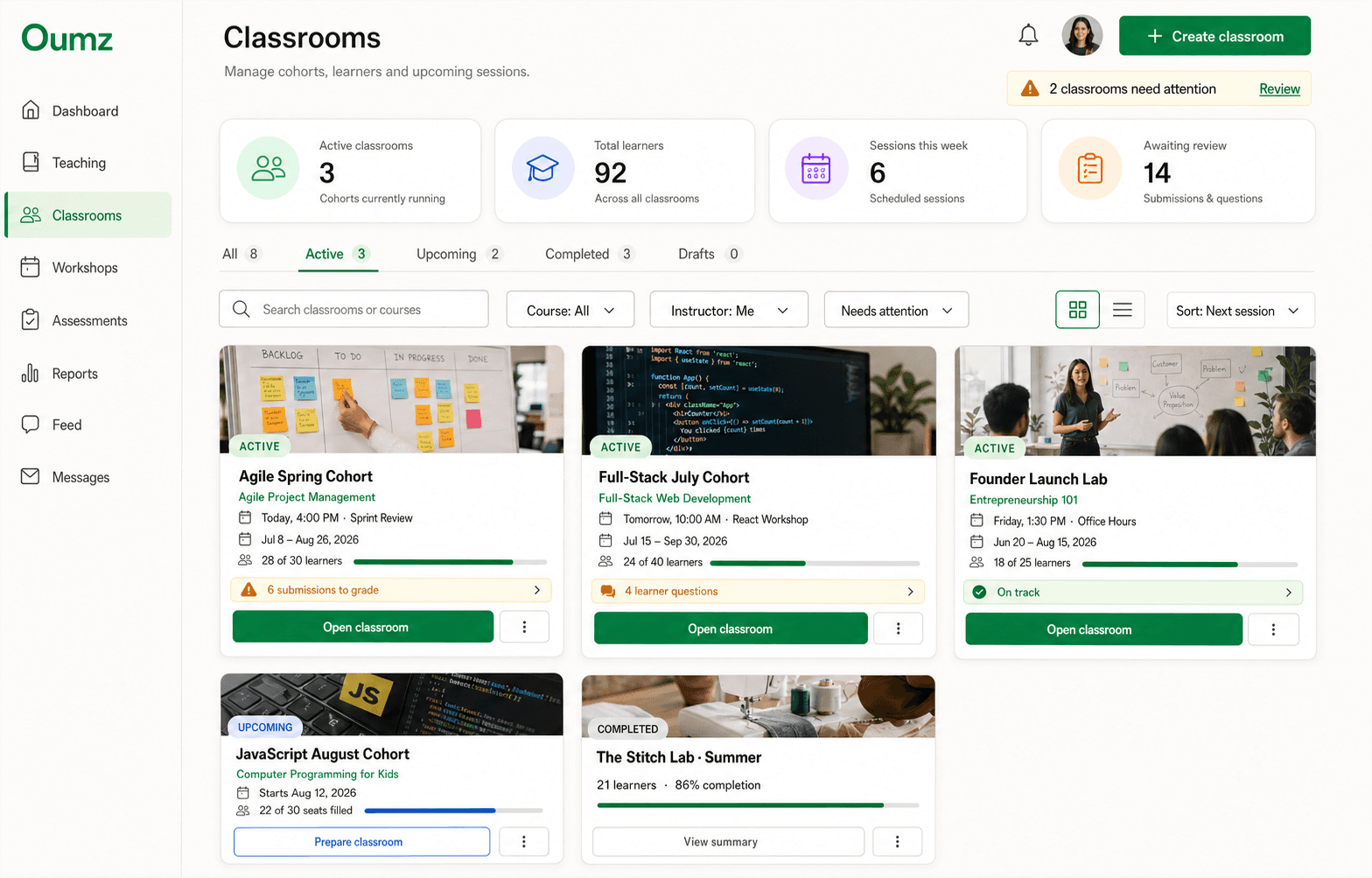 Digital classroom administration and student progress